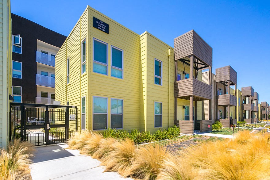 Exterior of community building and landscaping