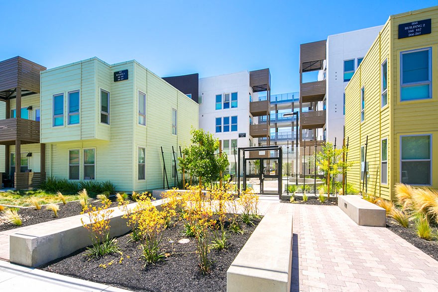Exterior of community building and gates