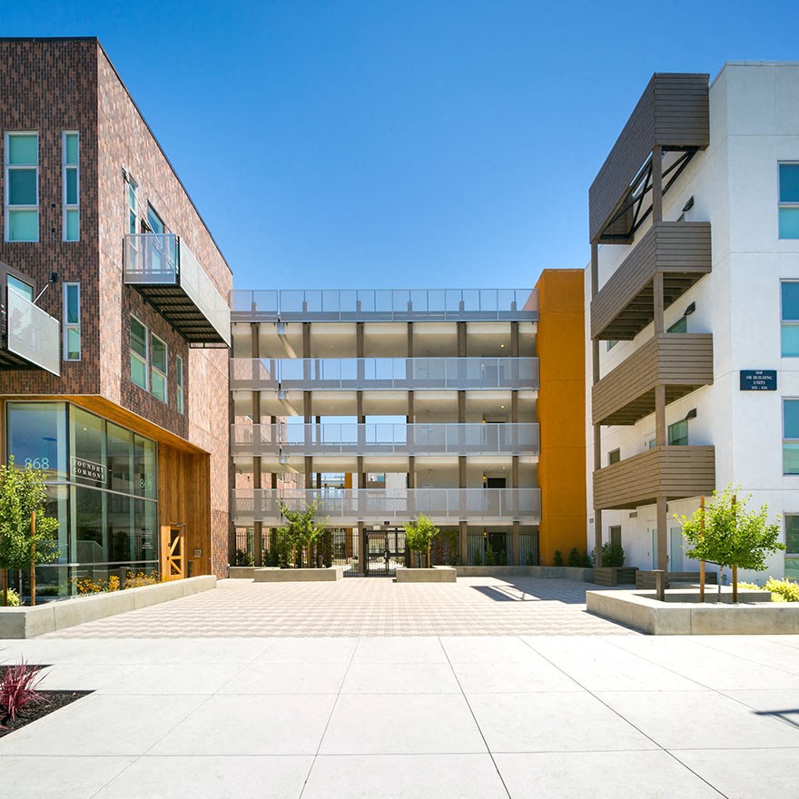 Exterior of building with private balconies