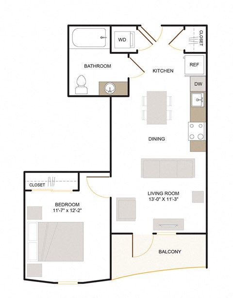 B1 Floor Plan 1 Bed - 1 Bath |665 sq. ft.