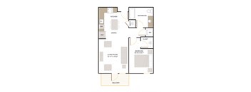 B2.2 Floor Plan 1 Bed - 1 Bath |690 sq. ft.