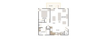 B4 Floor Plan 1 Bed - 1 Bath |754 sq. ft.