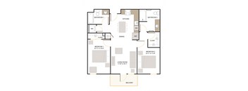 C1 Floor Plan 2 Bed - 2 Bath |980 sq. ft.