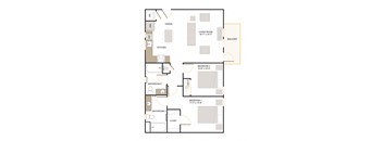 C3.2 Floor Plan 2 Bed - 2 Bath |1,066 sq. ft.