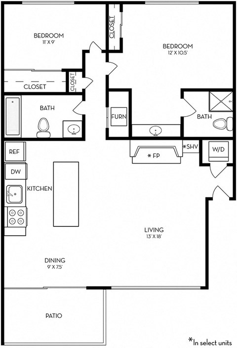 2 bedroom floor plan