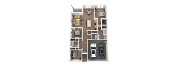 this is a 3d floor plan of a 554 square foot 1 bedroom apartment at the