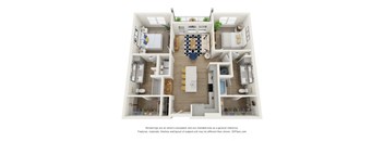 a 3d floor plan of an apartment with a bedroom and a living room