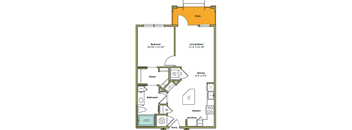 a floor plan of a bedroom apartment