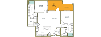 a floor plan of a home with two bedrooms and two bathrooms