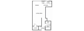 a floor plan of a house with a kitchen and living room