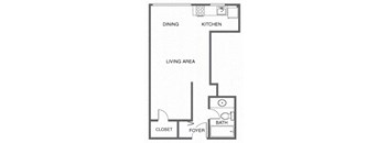 the floor plan of a small apartment with a bathroom and a bedroom