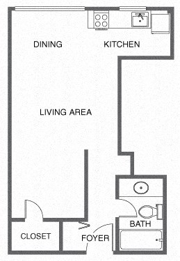 the floor plan of a small apartment with a bathroom and a bedroom