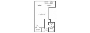 a floor plan of a house with a kitchen and living room