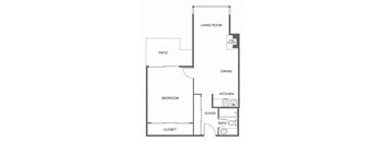 a floor plan of a house with a kitchen and a living room