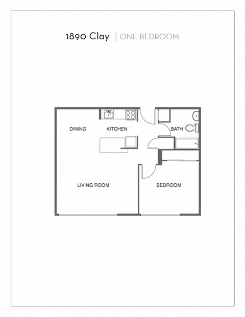 a floor plan of one bedroom apartment