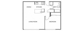 a floor plan of a home with a bedroom and a living room