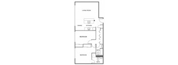 a floor plan of a house with a kitchen and a living room