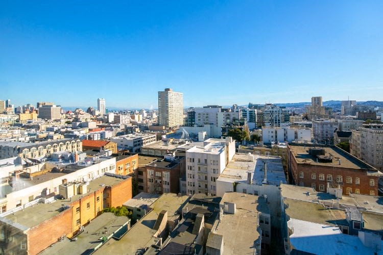 a view of the city of valencia from the top of a building