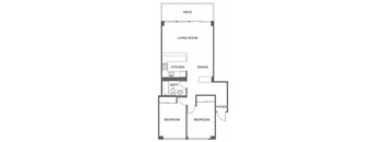 a floor plan of a house with a kitchen and a living room