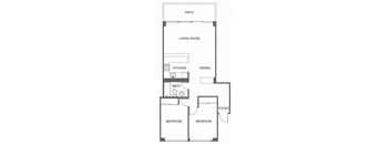 a floor plan of a house with a kitchen and a living room