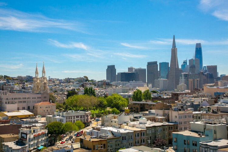 a view of the san francisco skyline