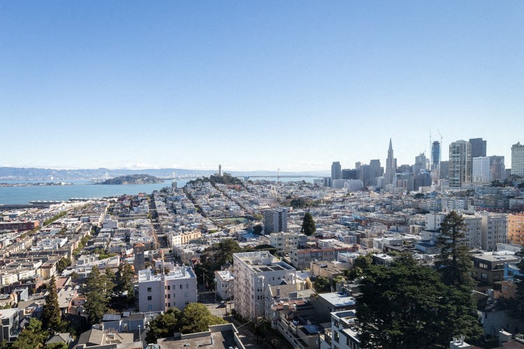 a view of the city of san francisco from coit tower