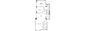 this is a photo of the kitchen and living room of a 560 square foot, 1 bedroom