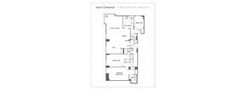 a floor plan of the three bedroom three bath apartment