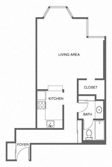 a floor plan of a house with a kitchen and a living room