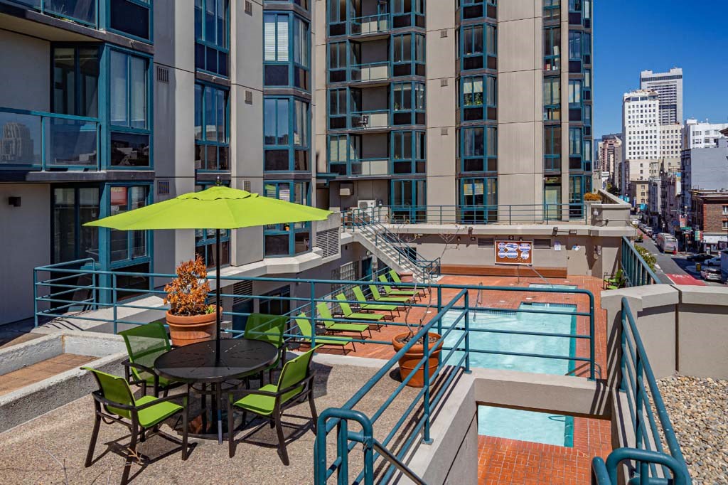 our apartments showcase a beautiful rooftop pool
