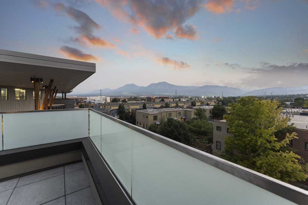 a view of the city from the balcony
