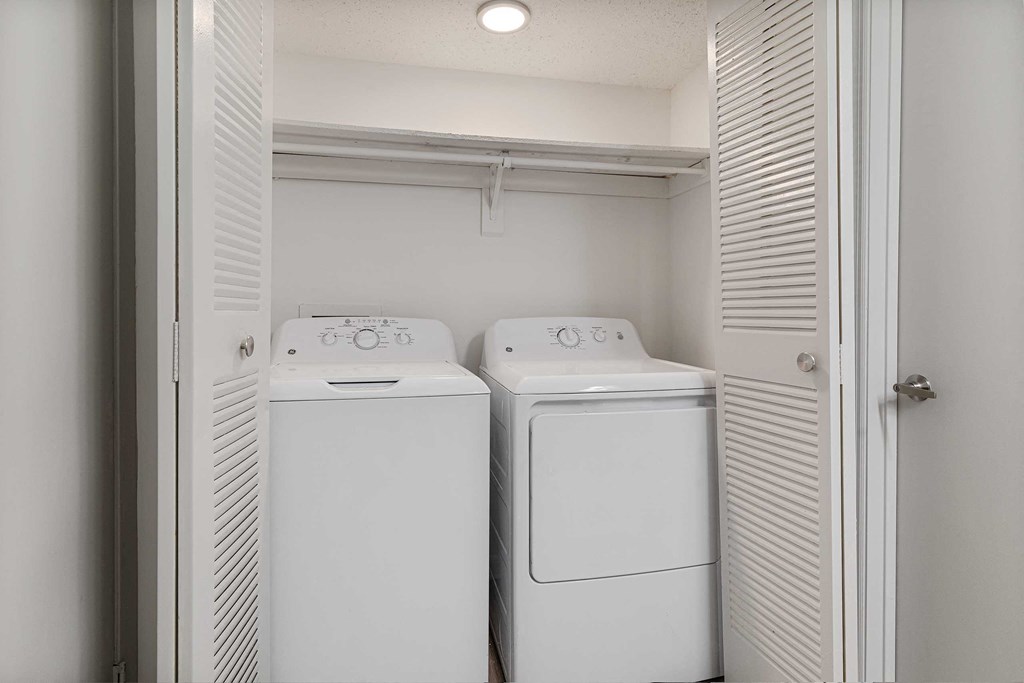 a washer and dryer in a laundry room