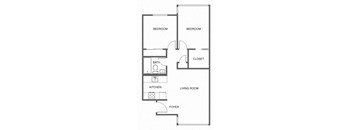 a floor plan of a house with a kitchen and a living room