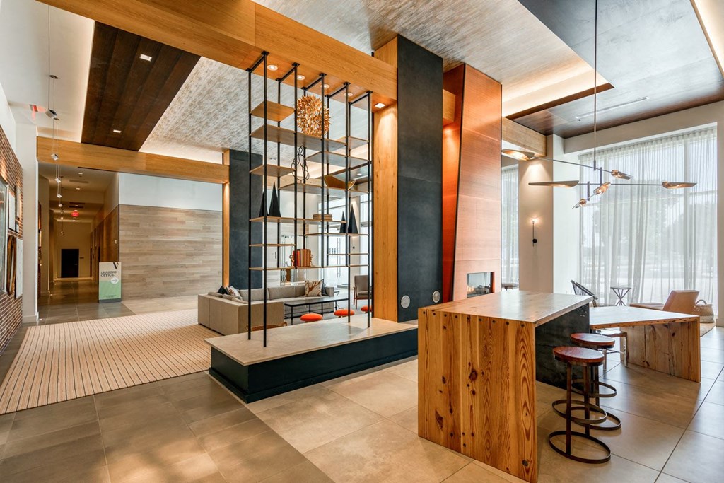 a large open space with a kitchen and a living room