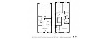 two floor plans of a house with two bedrooms and two bathrooms