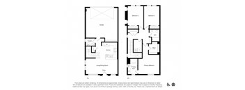 two floor plans of a house with two bedrooms and two bathrooms