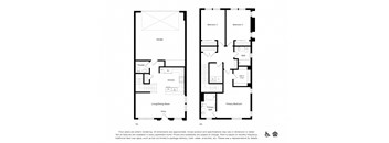 two floor plans of a house with two bedrooms and two bathrooms