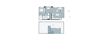 a floor plan of a home with a large terrace and a small terrace at Array La Mesa, California