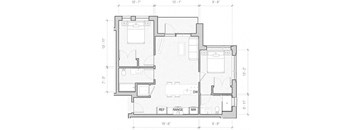 A floor plan of a house with labeled rooms and dimensions.