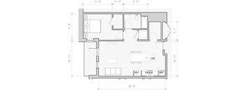 A floor plan of a house with labeled rooms and dimensions.