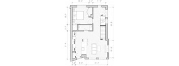 A floor plan of a house with labeled rooms and dimensions.