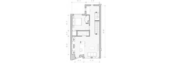 A floor plan of a house with labeled rooms and dimensions.
