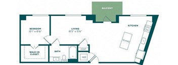 a floor plan of a home with a small kitchen
