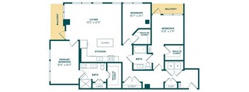 a floor plan of a house with a kitchen and a living room