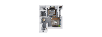 a stylized floor plan with a bedroom and a living room at Westmount at Urban Trails, Mesa, AZ 85202