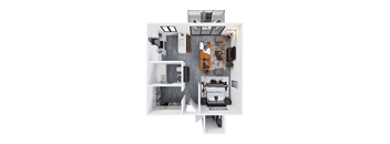 a stylized floor plan with a bedroom and a living room at Westmount at Urban Trails, Mesa, 85202