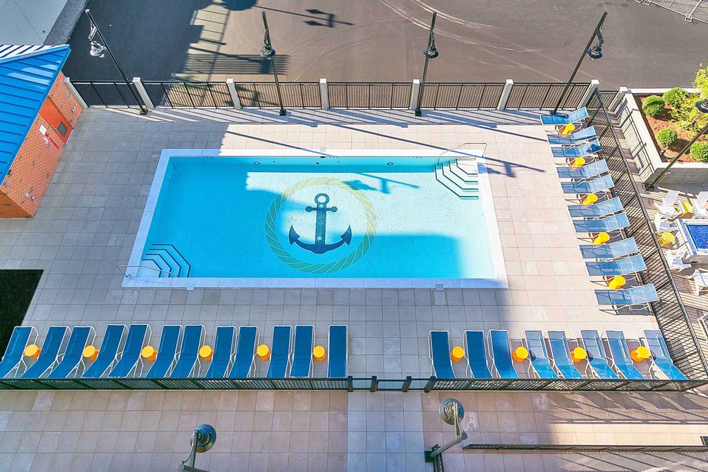 a swimming pool on the top of a building
