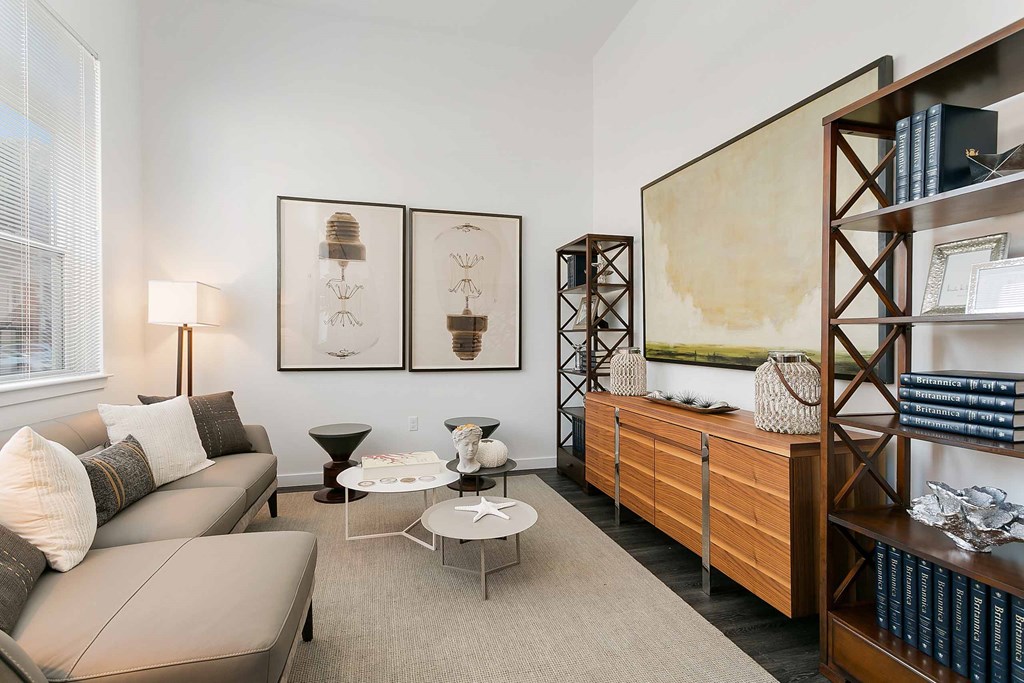 a living room with a couch and a coffee table