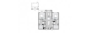 a floor plan of a home with two bedrooms and two bathrooms