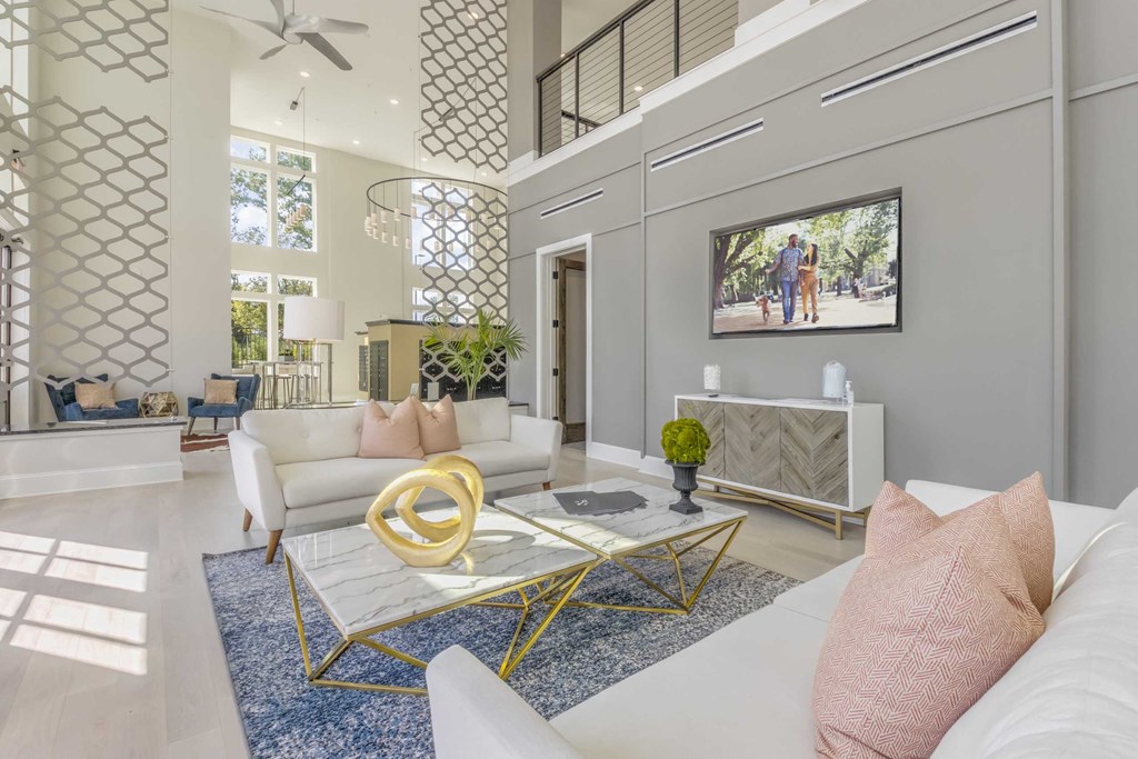 a living room with couches and a coffee table
